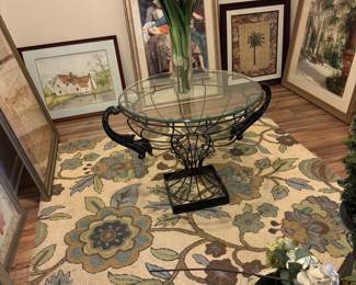 Contemporary Wire Urn Shaped Base Table with Glass Top