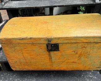 English Wood Dome Carriage Trunk 19C