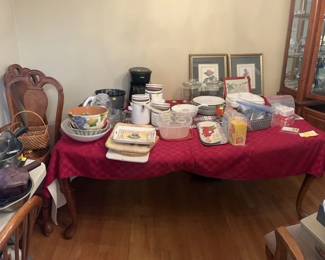 Canisters, dishes, coffee maker