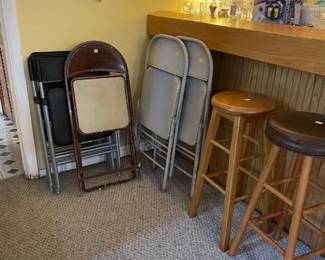 barstools and folding chairs