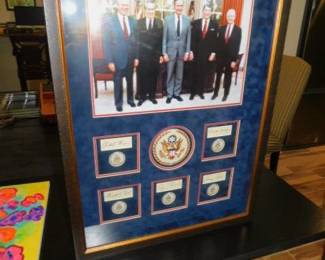 PRESIDENTS SHADOW BOX REAGAN-BUSH-FORD-CARTER-NIXON-PHOTOS & SIGNATURES