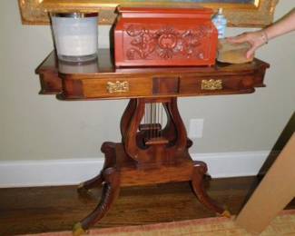 Vintage Lyre Base Console Table