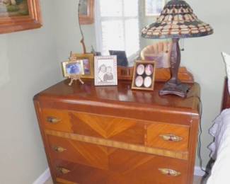 Antique Waterfall Dresser & Mirror
