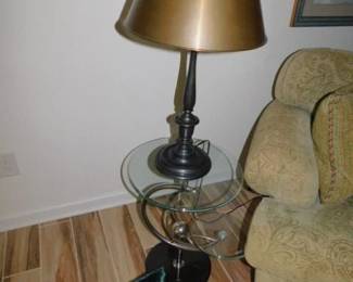 Contemporary Glass Table & Lamp