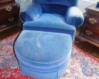 Velvet Chair & Ottoman