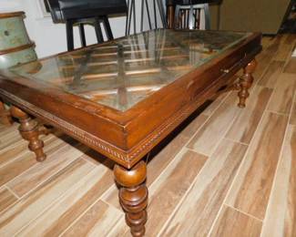 Mahogany Glass Top Coffee Table