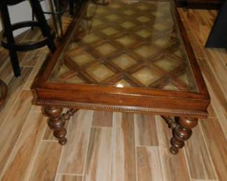 Mahogany Glass Top Coffee Table