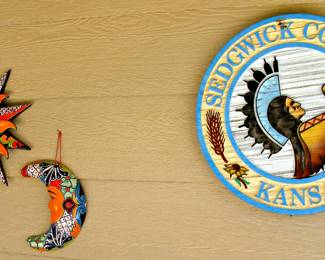 Sedgwick County Indian Painted Wood Sign