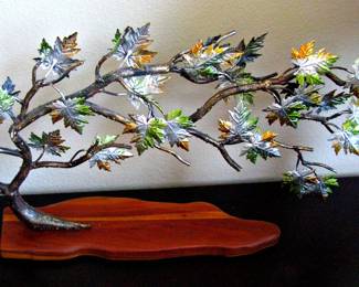 Maple Leaf Tree Art on Wood Base