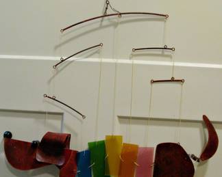 Dachshund Wind Chimes Metal and Glass