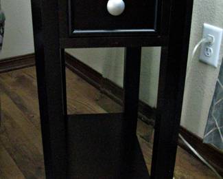 1 Drawer Chairside Wood Table Walnut Brown