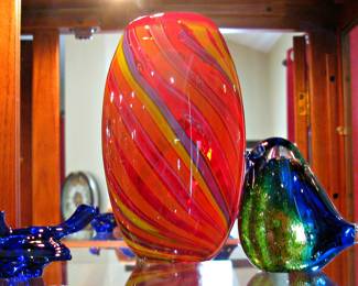 Hand Blown Glass Vase, Dirwood Glass - Art Glass Birds
