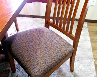 Bassett Mission Style Rectangular Trestle Table with Bow Tie Inlay W/ 6 Chairs 