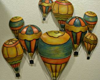 Enamel Metal Hot Air Balloons Wall Art Sculpture