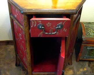 Hand Painted Accent Table Cabinet