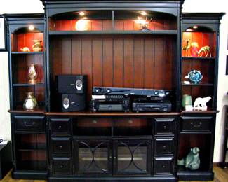 Amish Hampton 3pc Entertainment Center - Wood Color Maple - Ebony