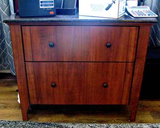 2 Drawer Wood Cabinet with Granite Look Table Top
