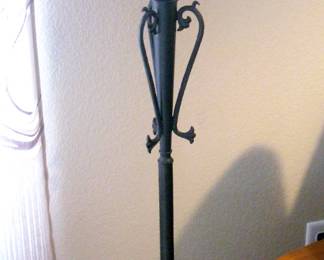 Black Scroll Floor Lamp with Brown Crinkle Shade