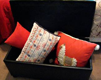 Leather Trunk with Decorative Pillows