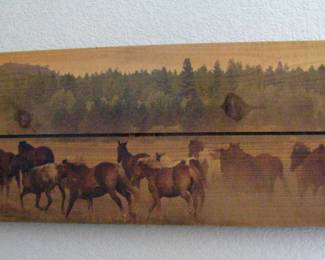 Painted Horse Herd on Wood