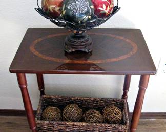 Vintage Spindle Table Side Table with Shelf