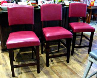 Counter Height Wine Color Bar Chair Set of 3