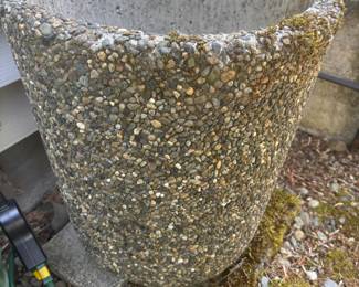 Tall Round Exposed Aggregate Concrete Planter