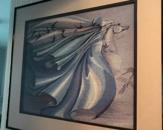 Framed Horseback Rider Textile Wall Art