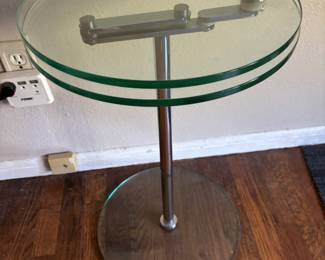 Modernist Adjustable Glass Top Side Table