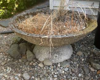Large Exposed Aggregate Concrete Planter with Pedestal