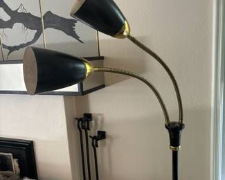Mid Century Black Double Goose Neck Floor Lamp