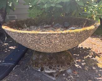 Large Exposed Aggregate Concrete Planter with Pedestal
