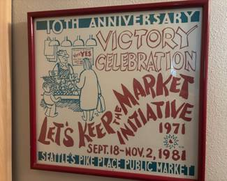 Framed "Let's Keep The Market Initiative 10th Anniversary Celebration, Seattle, 1981 Poster