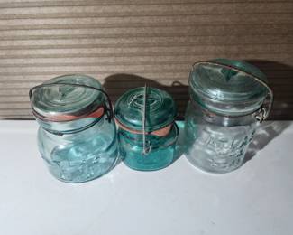 Half pint and pint blue mason jars