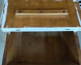 Vintage Painted Wood Side Table with Storage