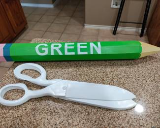 Decorative Scissors and Pencil