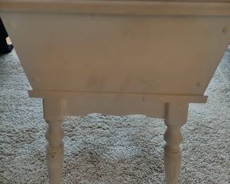 Vintage Painted Wood Side Table with Storage
