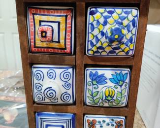 Vintage Ceramic Apothecary Spice or Tea Chest