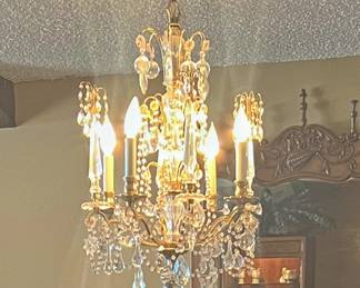 vintage crystal and brass chandelier
