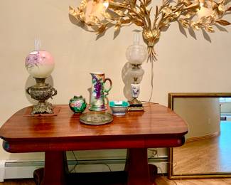 MCM Italian wall sculpture by Florentia. Vintage library table. 