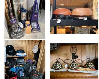 Carpet cleaners, salt lights, luggage, great Tiffany fixture