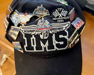 Hat with pins from an Indy 500 race