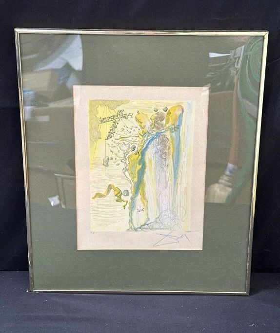 Framed signed Salvador Dali lithograph on rag