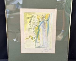 Framed signed Salvador Dali lithograph on rag