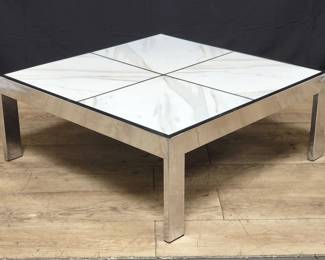 post modern chrome coffee table with tile inserts