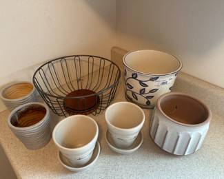 Various Planters, 2 Longaberger Pots
