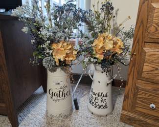 Decorative Milk Can & Pitcher Vases with Floral Arrangements