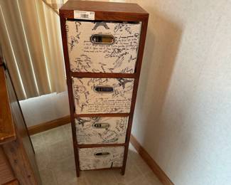 Tall Fabric Drawer Cabinet/Organizer / 4 decorative Totes