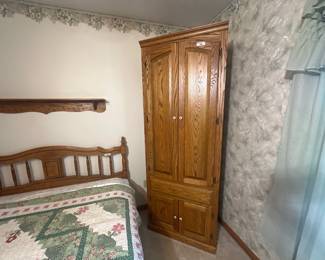 Tall Solid Oak Wardrobe Cabinet