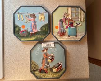 Vintage 3D Laundry Wall Plaques